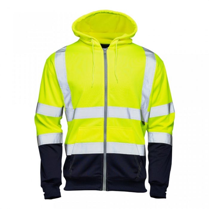 Skip to the beginning of the images gallery Supertouch Hi Vis Yellow 2 Tone Hooded Zipped Sweatshirt