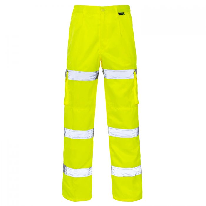 Supertouch Hi Vis Yellow 3 Band Combat Trousers