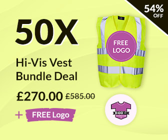 Buy Hi-Vis Vests - 50 hi-vis vests with logos for £270