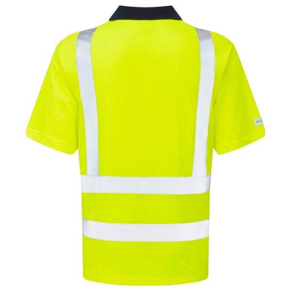 Leo Workwear Croyde Hi Vis Polo Shirt Yellow Back