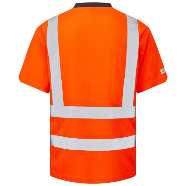 Leo Workwear Newport Hi Vis T Shirt Orange Back