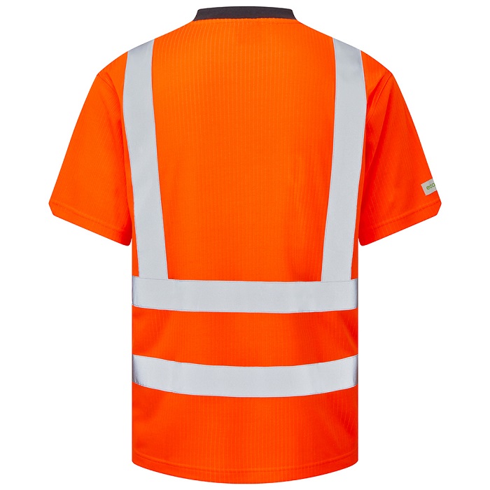 Leo Workwear Newport Hi Vis T Shirt Orange Back