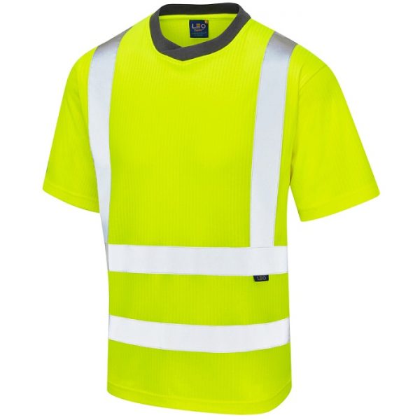 Leo Workwear Newport Hi Vis T Shirt Yellow Front