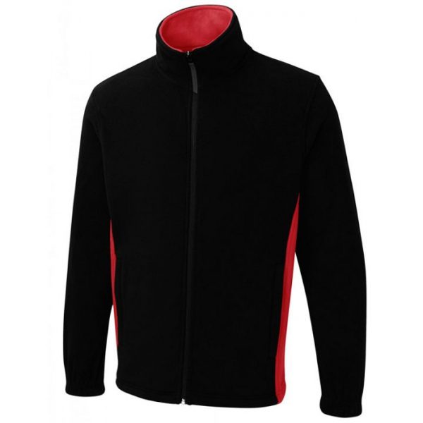 Uc Bd Huneek two tone full zip fleece jacket black/red