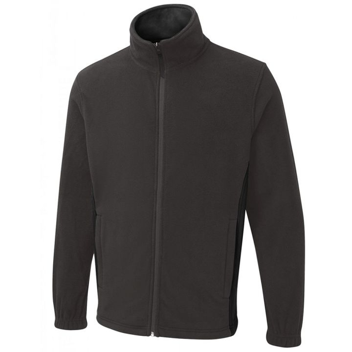 uneek two tone full zip fleece jacket charcoal/black