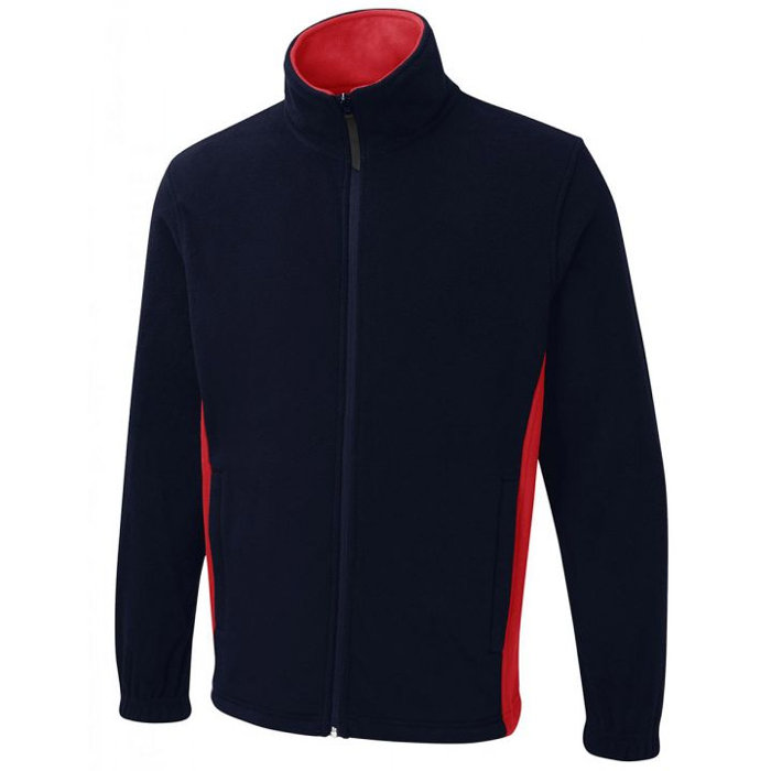uneek two tone full zip fleece jacket navy/red