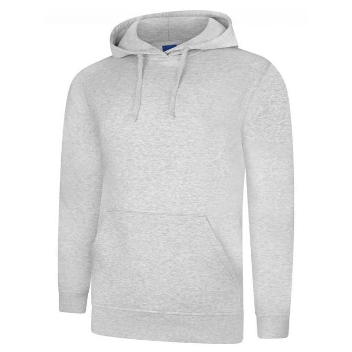 Uneek Deluxe Hooded Sweatshirt Heather Grey